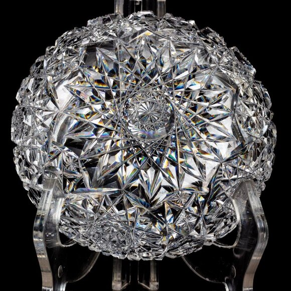 American Brilliant Cut Crystal Vanity Jar | Antique Collectible | Crystal Powder - Picture 3 of 8